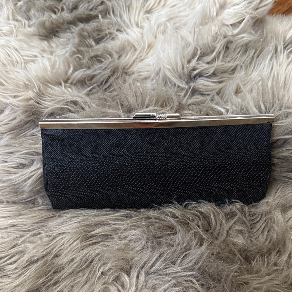 Chic Black Clutch with Silver Accents